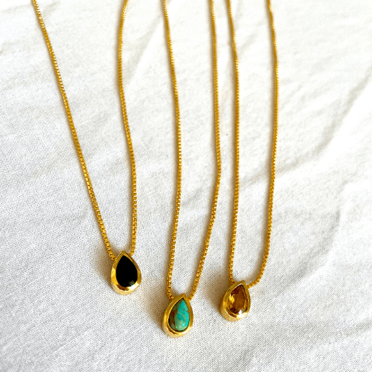 Turquoise Necklace, Gold Plated on 925 Sterling Silver, handmade gemstone necklace by Brinda, Unique Gift for her, Unique necklace, gemstones, gold, chain, Crystal, trending, mothers day gift, small business, london, dainty necklace, Teardrop, drop