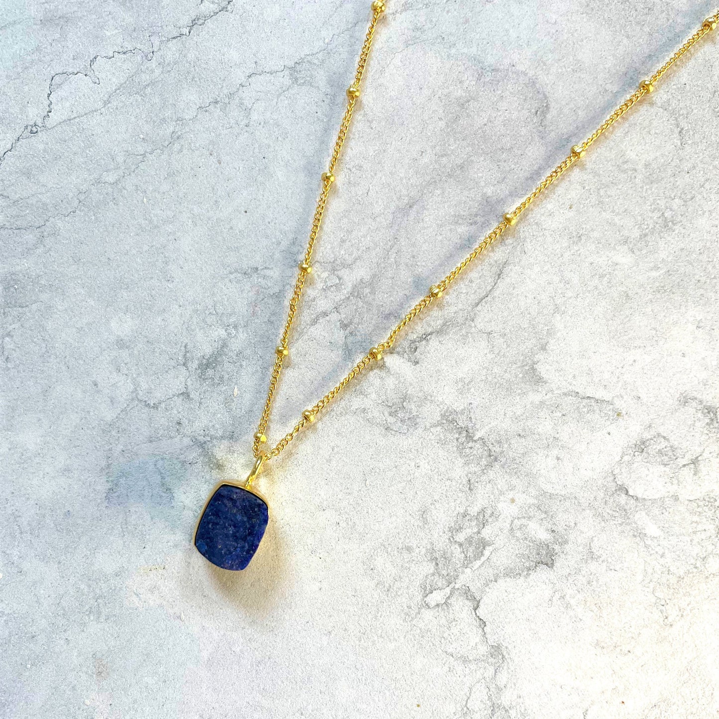Lapis Lazuli Necklace, Gold Plated on 925 Sterling Silver, handmade gemstone necklace by Brinda, Unique Gift for her, Unique necklace, gemstones, gold, chain, Crystal, trending, mothers day gift, small business, london, dainty necklace, lapis lazuli