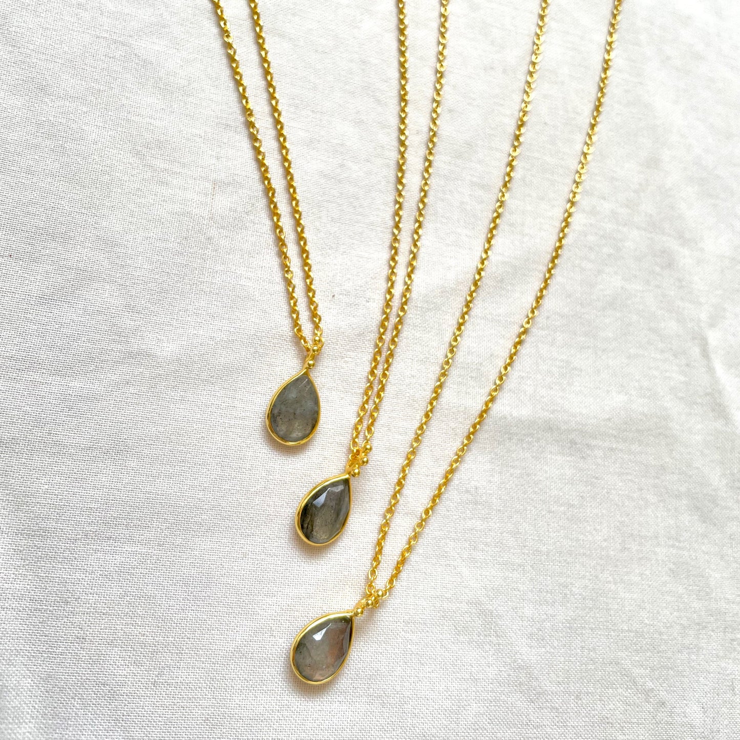 Lapradorite Necklace, Gold Plated on 925 Sterling Silver, handmade gemstone necklace by Brinda, Unique Gift for her, Unique necklace, gemstones, gold, chain, Crystal, trending, mothers day gift, small business, london, dainty necklace, Drop, Cute