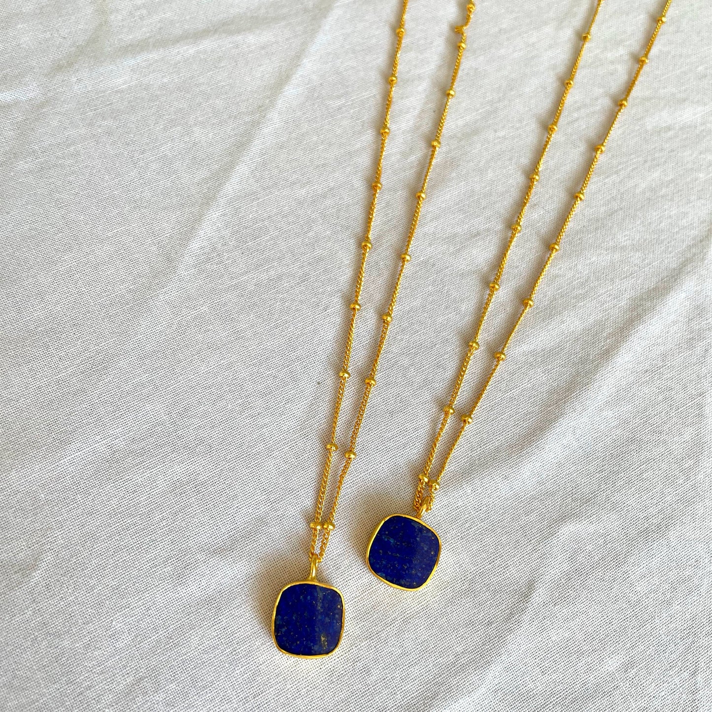 Lapis Lazuli Necklace, Gold Plated on 925 Sterling Silver, handmade gemstone necklace by Brinda, Unique Gift for her, Unique necklace, gemstones, gold, chain, Crystal, trending, mothers day gift, small business, london, dainty necklace, lapis lazuli