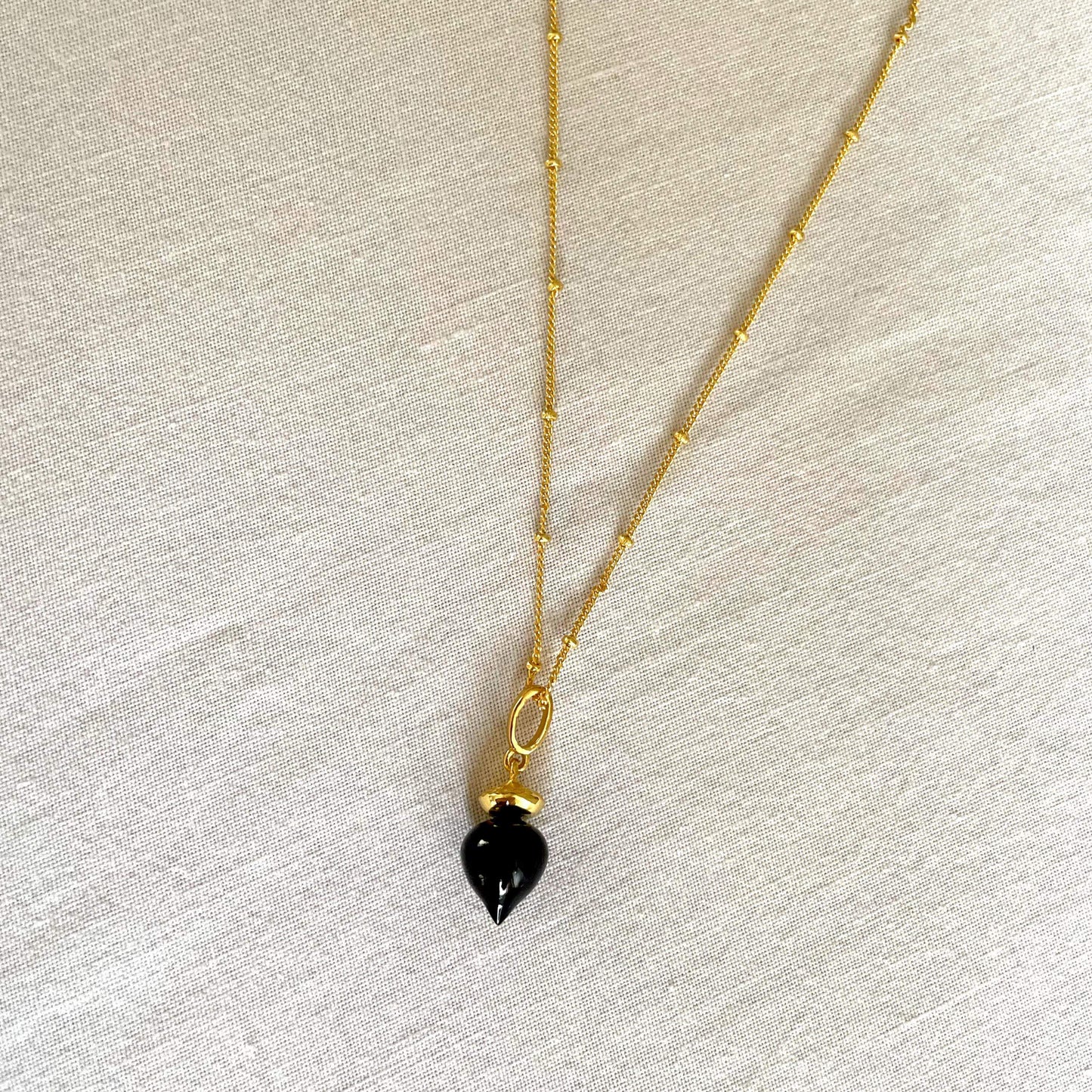 Black Onyx Orb Dome Pendant Necklace