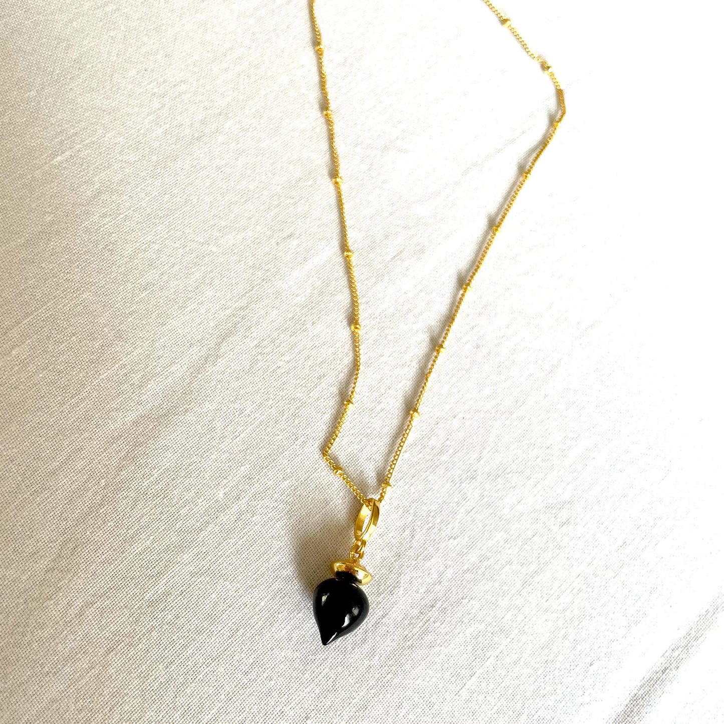 Black Onyx Orb Dome Pendant Necklace