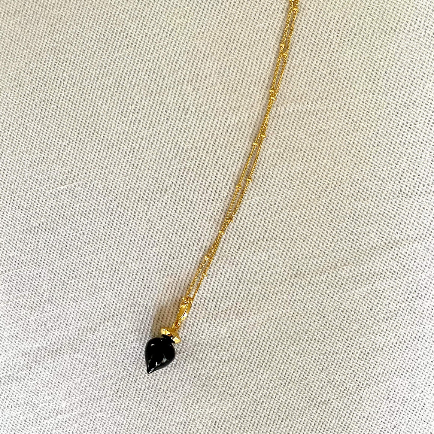 Black Onyx Orb Dome Pendant Necklace