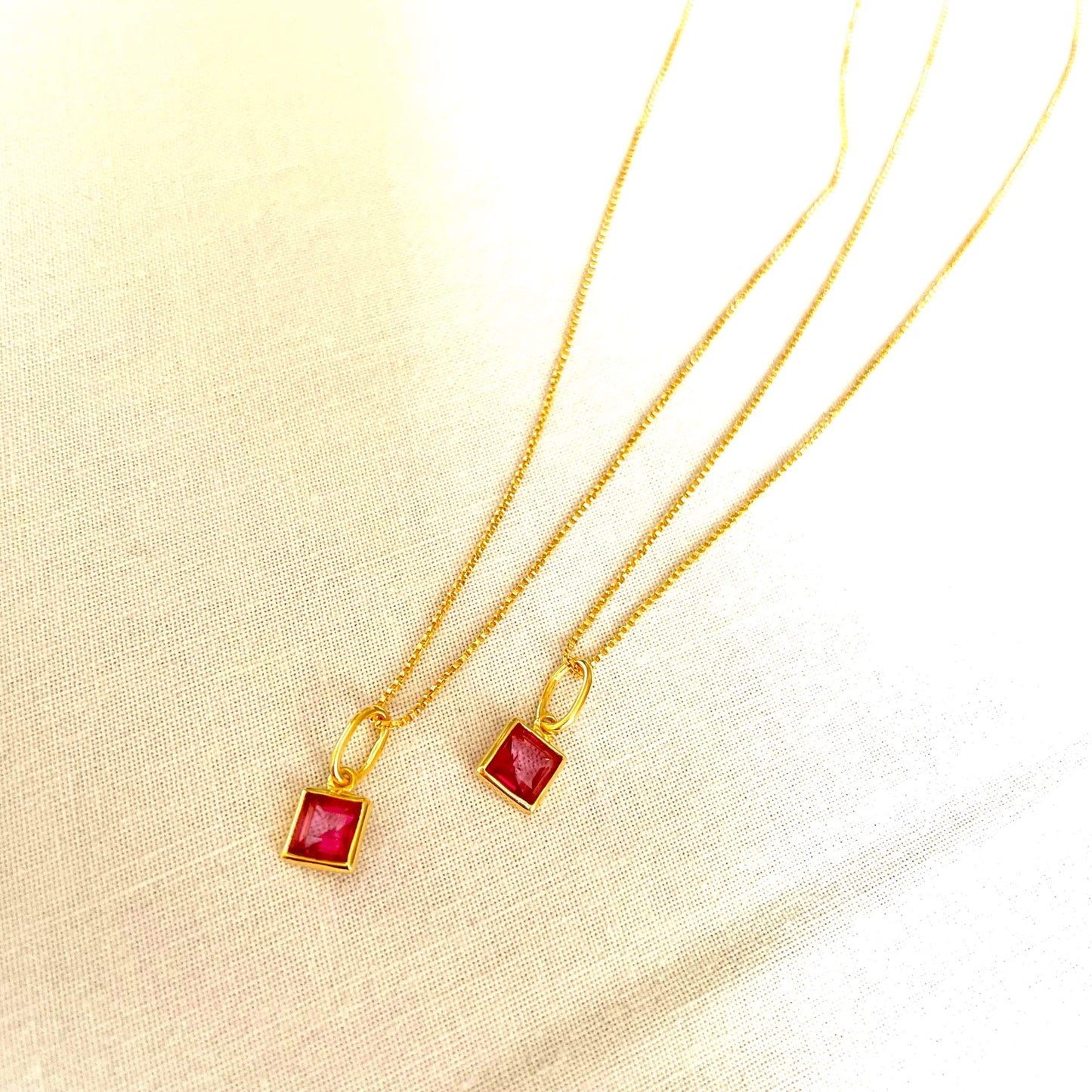 Varg Pink Topaz Square Charm Necklace