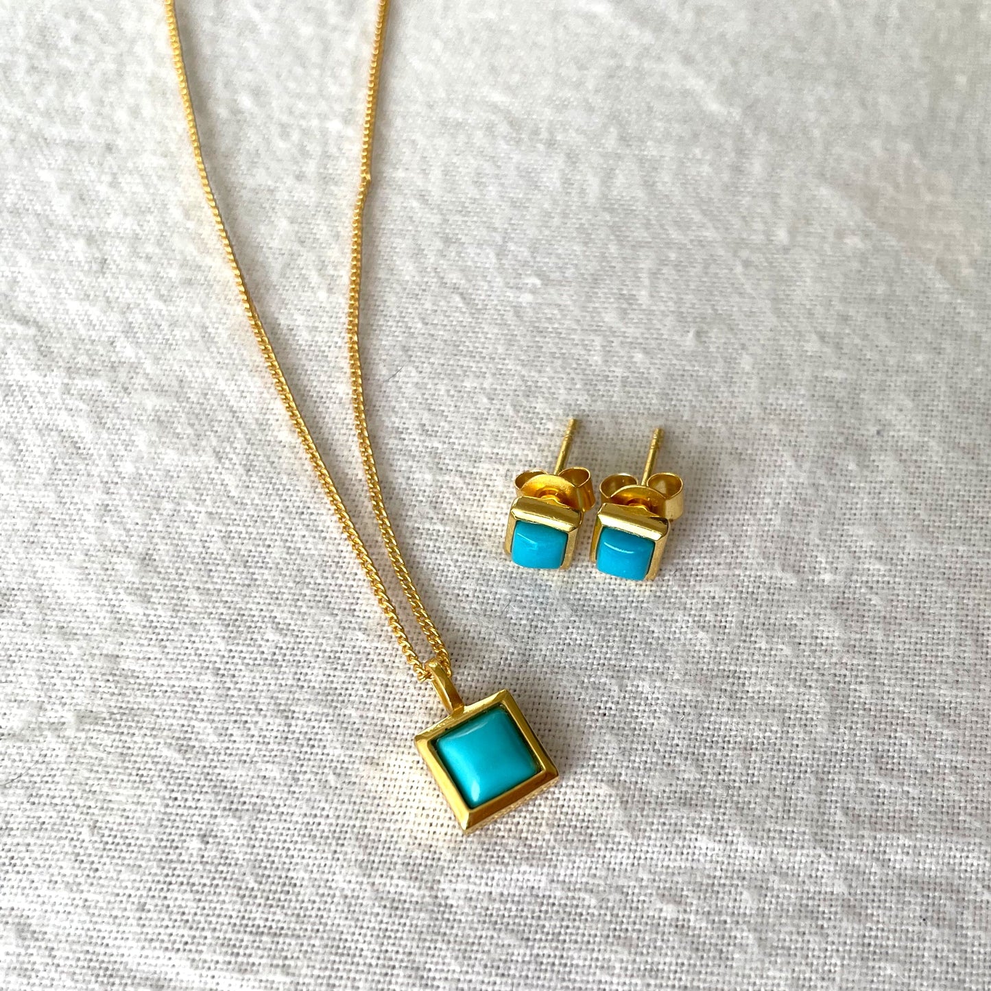 Turquoise Gold Necklace Gift set, Crystal gemstone necklace, Gold Plated on 925 Sterling Silver, handmade earrings, Turquoise necklace, Unique Gift, turquoise, gold studs, Crystal, Christmas gift ideas, small business, london, dainty necklace