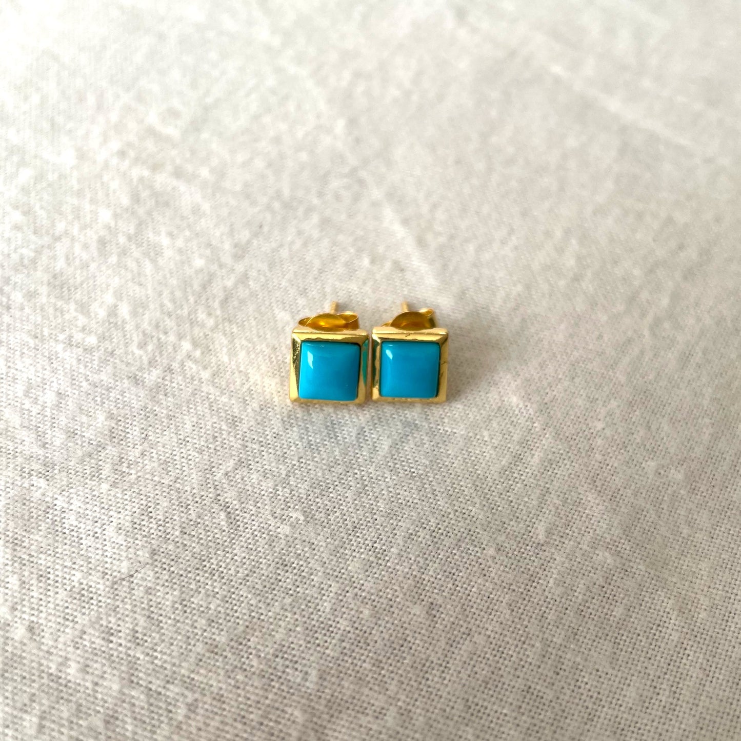 Mini Shikaku Square Turquoise Stud Earrings