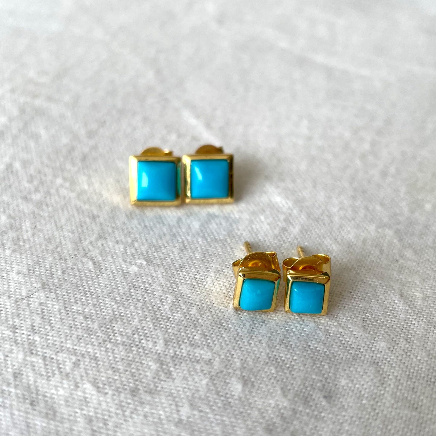 Mini Shikaku Square Turquoise Stud Earrings