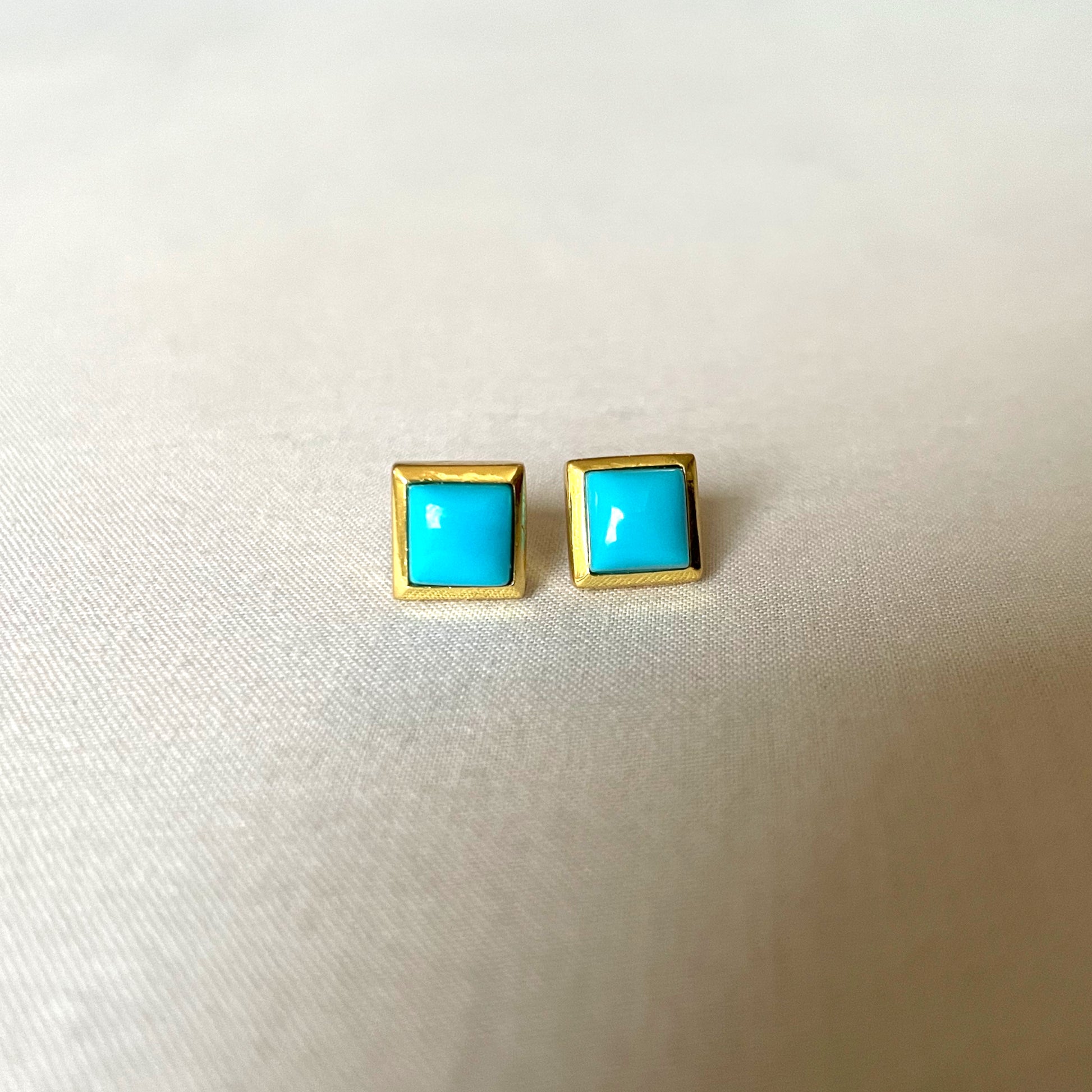 Turquoise Gold Earrings, Crystal Earrings, Gold Plated on 925 Sterling Silver, handmade gemstone earrings, Turquoise Studs Unique Gift, turquoise stud earrings, gemstones, gold studs, Crystal, Christmas gift ideas, small business, london, dainty stud