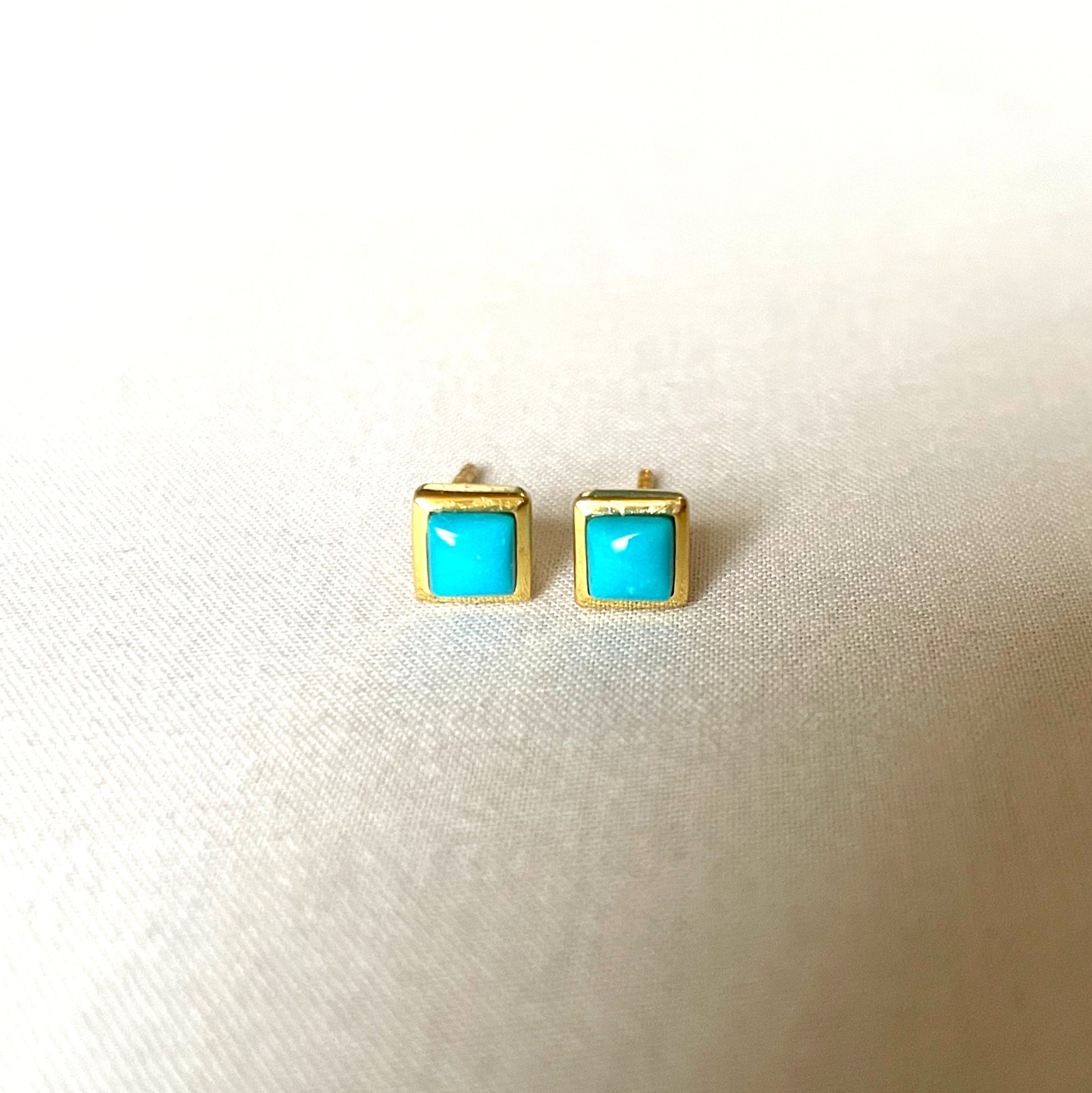 Turquoise Gold Earrings, Crystal Earrings, Gold Plated on 925 Sterling Silver, handmade gemstone earrings, Turquoise Studs Unique Gift, turquoise stud earrings, gemstones, gold studs, Crystal, Christmas gift ideas, small business, london, dainty stud
