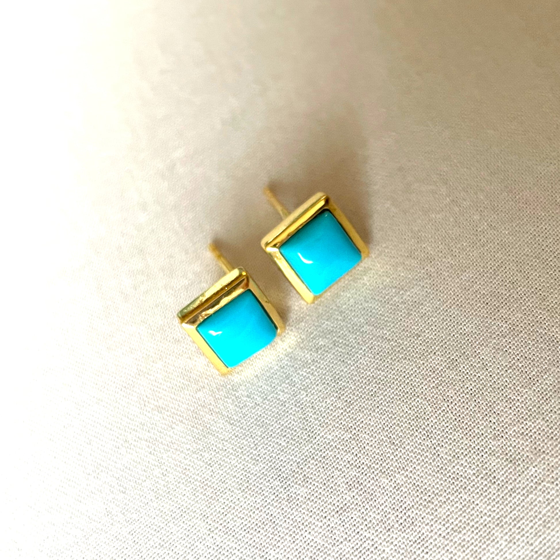 Turquoise Gold Earrings, Crystal Earrings, Gold Plated on 925 Sterling Silver, handmade gemstone earrings, Turquoise Studs Unique Gift, turquoise stud earrings, gemstones, gold studs, Crystal, Christmas gift ideas, small business, london, dainty stud