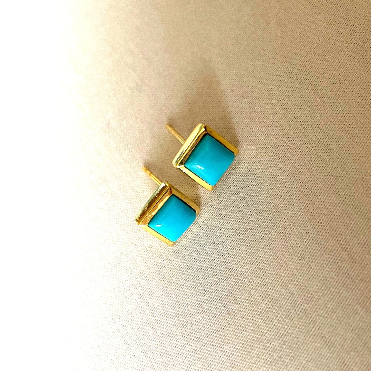 Turquoise Gold Earrings, Crystal Earrings, Gold Plated on 925 Sterling Silver, handmade gemstone earrings, Turquoise Studs Unique Gift, turquoise stud earrings, gemstones, gold studs, Crystal, Christmas gift ideas, small business, london, dainty stud