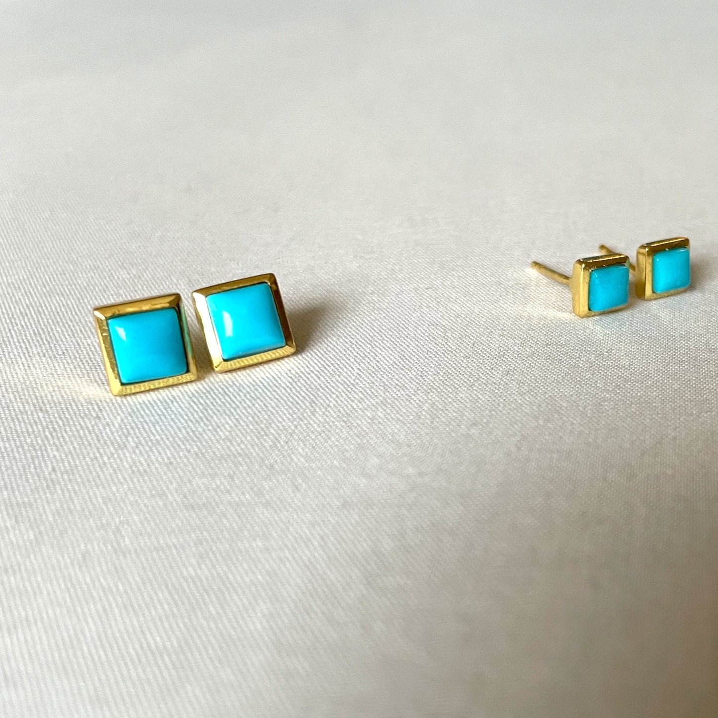 Turquoise Gold Earrings, Crystal Earrings, Gold Plated on 925 Sterling Silver, handmade gemstone earrings, Turquoise Studs Unique Gift, turquoise stud earrings, gemstones, gold studs, Crystal, Christmas gift ideas, small business, london, dainty stud