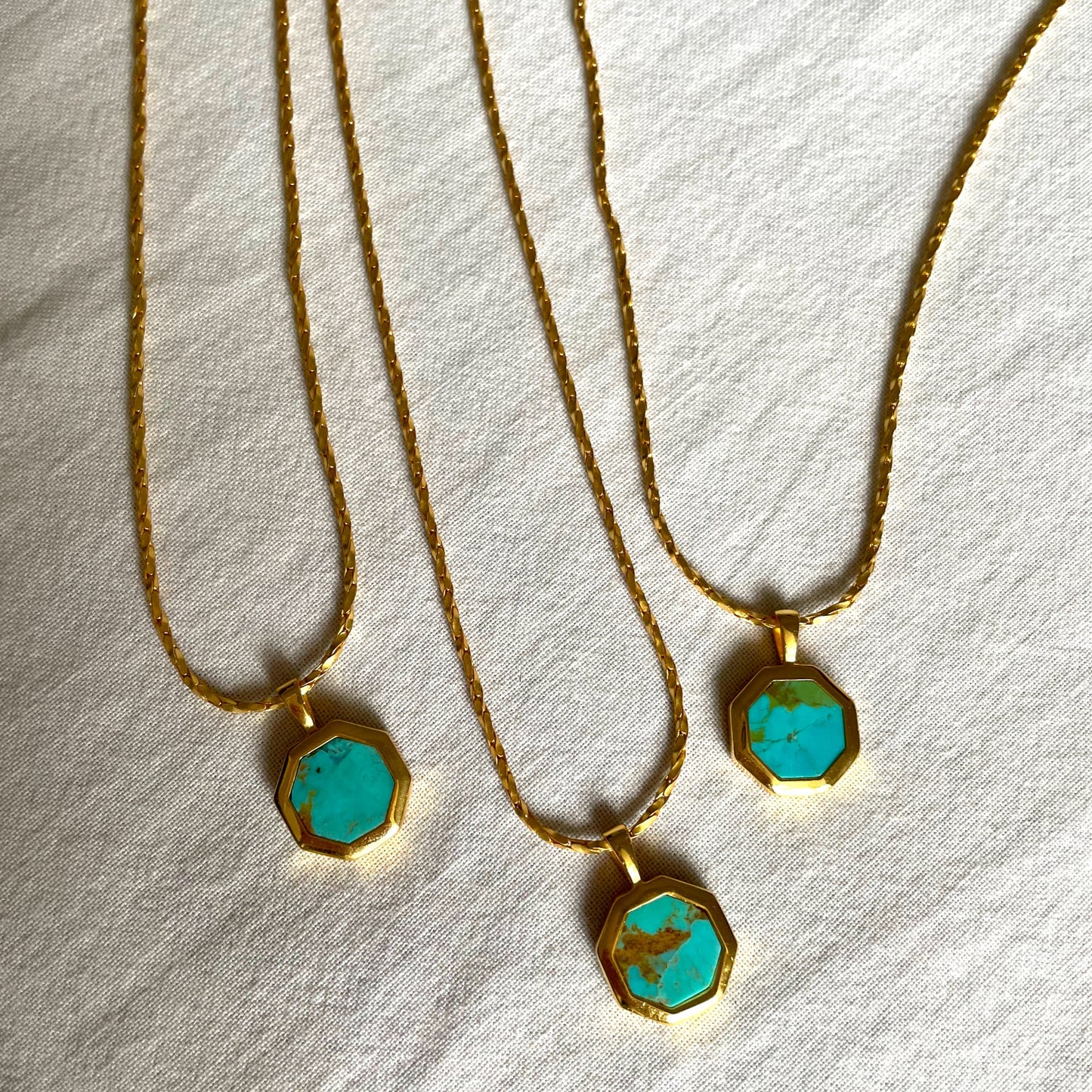 Turquoise Necklace, Gold Plated on 925 Sterling Silver, handmade gemstone necklace by Brinda, Unique Gift for her, Unique necklace, gemstones, gold, chain, Crystal, trending, mothers day gift, small business, london, dainty necklace, Hexagon pendant