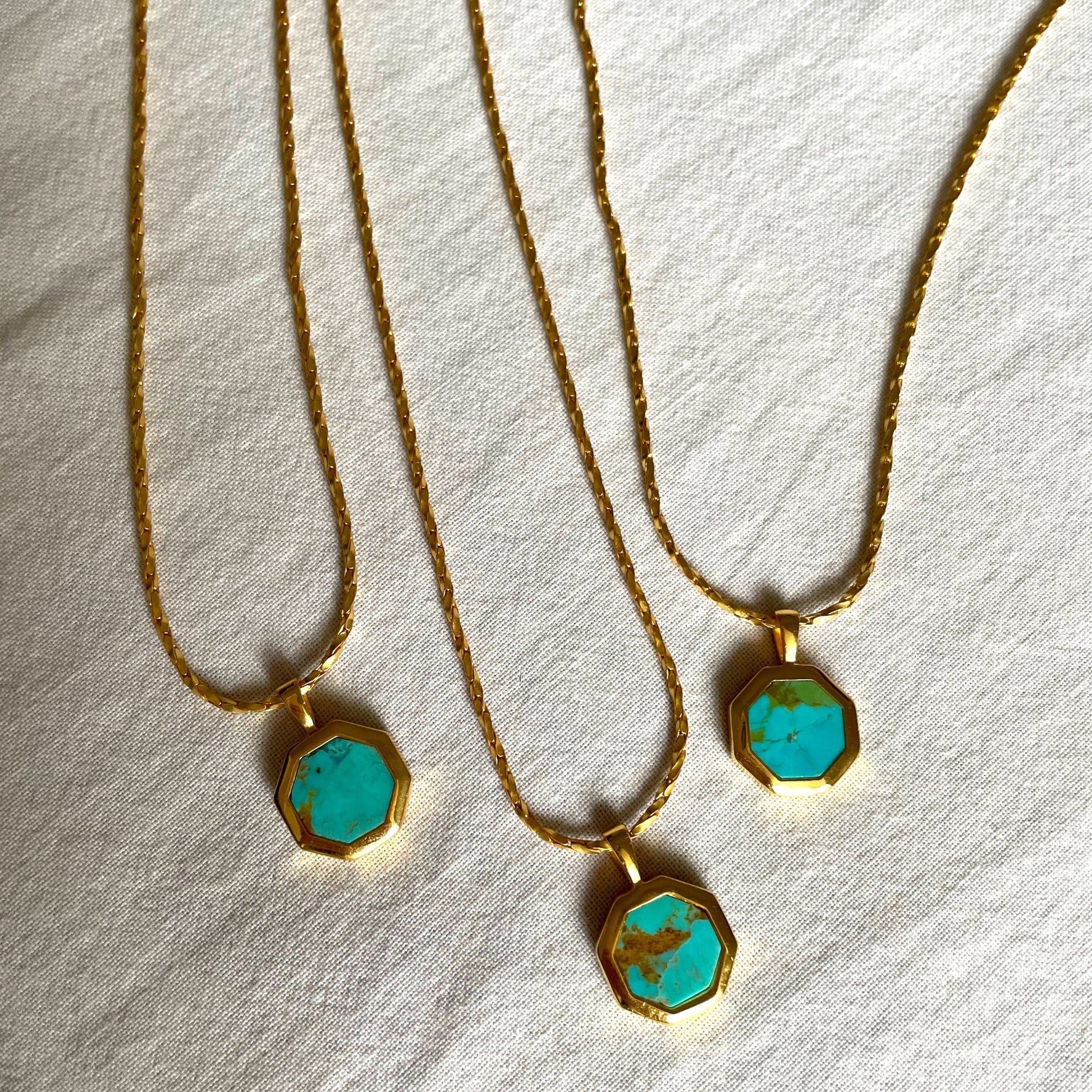 Turquoise Necklace, Gold Plated on 925 Sterling Silver, handmade gemstone necklace by Brinda, Unique Gift for her, Unique necklace, gemstones, gold, chain, Crystal, trending, mothers day gift, small business, london, dainty necklace, Hexagon pendant