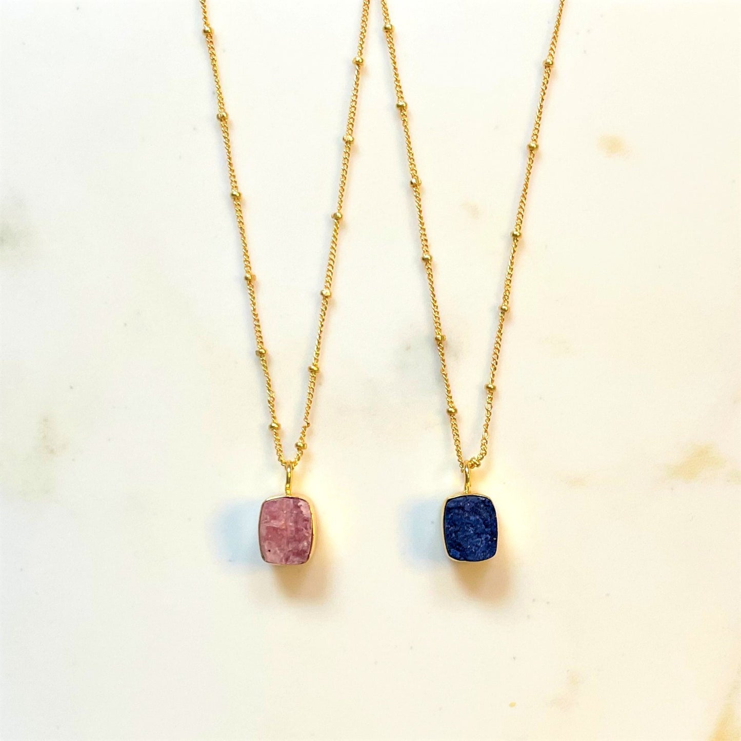 Rhodochrosite Necklace, Gold Plated on 925 Sterling Silver, handmade gemstone necklace by Brinda, Unique Gift for her, Unique necklace, gemstones, gold, chain, Crystal, trending, mothers day gift, small business, london, dainty necklace