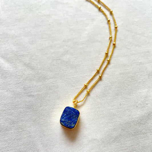 Lapis Lazuli Necklace, Gold Plated on 925 Sterling Silver, handmade gemstone necklace by Brinda, Unique Gift for her, Unique necklace, gemstones, gold, chain, Crystal, trending, mothers day gift, small business, london, dainty necklace, lapis lazuli