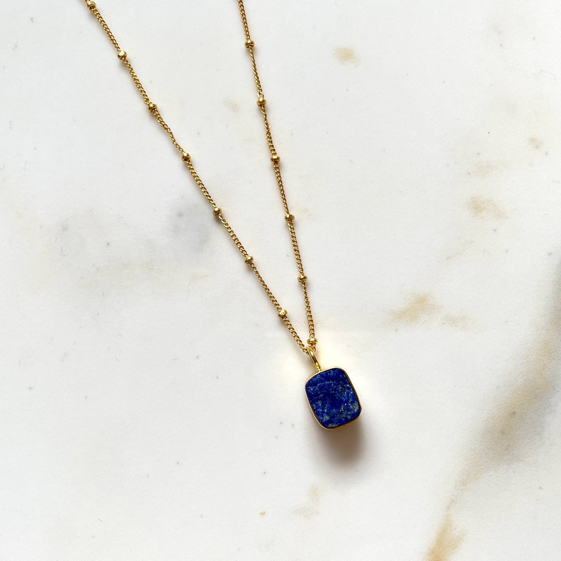 Lapis Lazuli Necklace, Gold Plated on 925 Sterling Silver, handmade gemstone necklace by Brinda, Unique Gift for her, Unique necklace, gemstones, gold, chain, Crystal, trending, mothers day gift, small business, london, dainty necklace, lapis lazuli