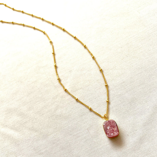 Rhodochrosite Necklace, Gold Plated on 925 Sterling Silver, handmade gemstone necklace by Brinda, Unique Gift for her, Unique necklace, gemstones, gold, chain, Crystal, trending, mothers day gift, small business, london, dainty necklace