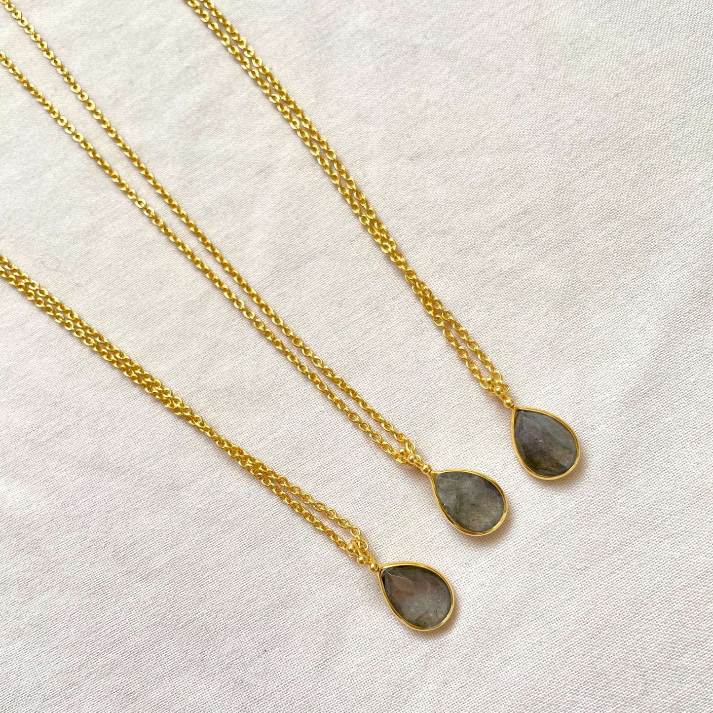 Lapradorite Necklace, Gold Plated on 925 Sterling Silver, handmade gemstone necklace by Brinda, Unique Gift for her, Unique necklace, gemstones, gold, chain, Crystal, trending, mothers day gift, small business, london, dainty necklace, Drop, Cute