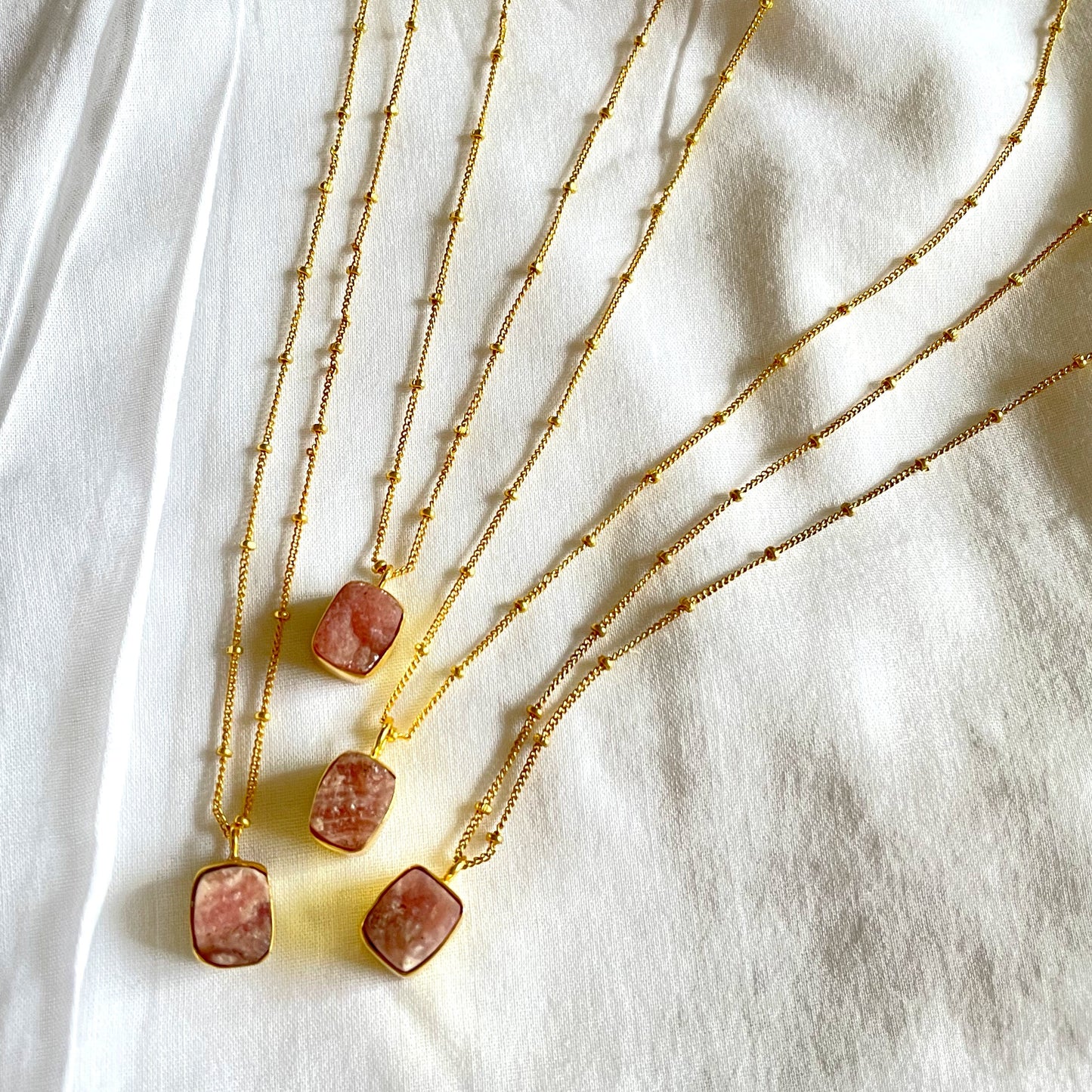 Rhodochrosite Necklace, Gold Plated on 925 Sterling Silver, handmade gemstone necklace by Brinda, Unique Gift for her, Unique necklace, gemstones, gold, chain, Crystal, trending, mothers day gift, small business, london, dainty necklace
