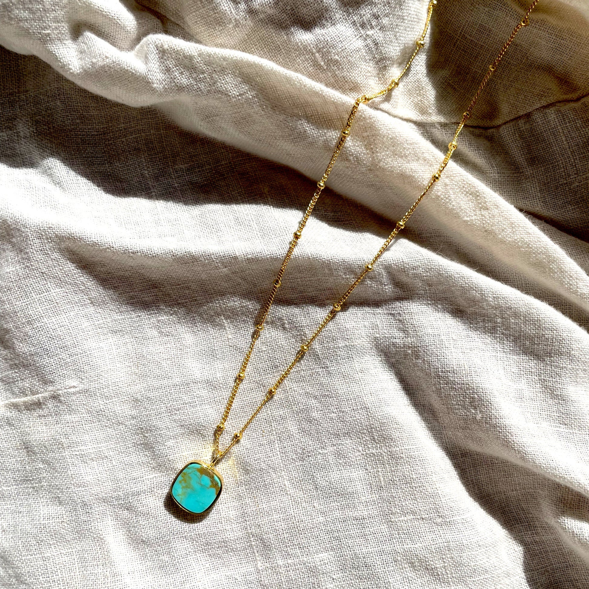 Turquoise Gold Pendant Necklace, Crystal Pendant Necklace, Gold Plated on 925 Sterling Silver, handmade gemstone necklace, Unique Gift, turquoise necklace, gemstones, gold chain, Crystal, mothers day gift, small business, london, dainty necklace, gem