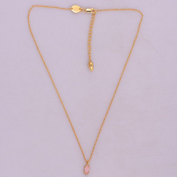 Pink Opal Necklace, Gold Plated on 925 Sterling Silver, handmade gemstone necklace by Brinda, Unique Gift for her, Unique necklace, gemstones, gold, chain, Crystal, trending, mothers day gift, small business, london, dainty necklace, Marquise, Cute