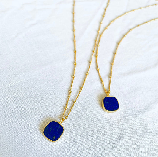 Lapis Lazuli Necklace, Gold Plated on 925 Sterling Silver, handmade gemstone necklace by Brinda, Unique Gift for her, Unique necklace, gemstones, gold, chain, Crystal, trending, mothers day gift, small business, london, dainty necklace, lapis lazuli